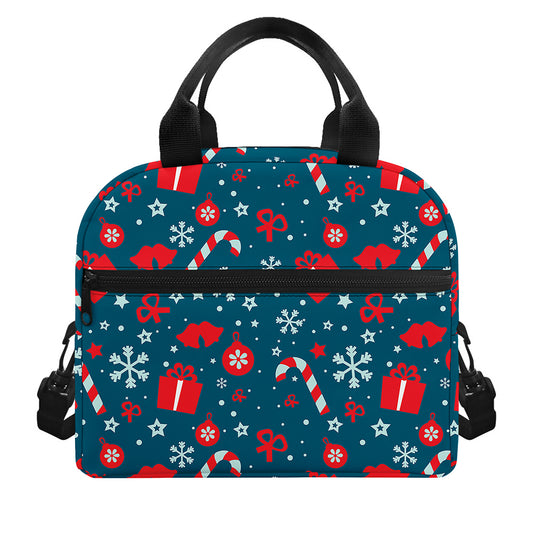 Christmas Holiday Elements Pattern Print Insulated Lunch Bag