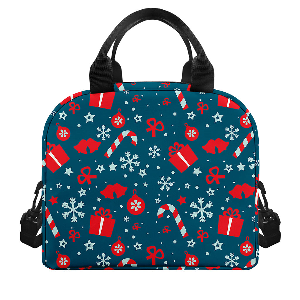 Christmas Holiday Elements Pattern Print Insulated Lunch Bag