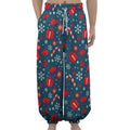Christmas Holiday Elements Pattern Print Lantern Pants
