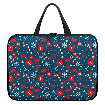 Christmas Holiday Elements Pattern Print Laptop Sleeve With Handle