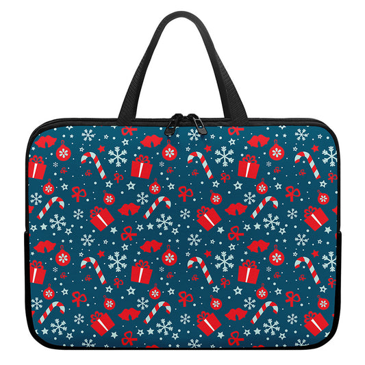 Christmas Holiday Elements Pattern Print Laptop Sleeve With Handle