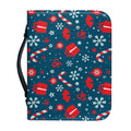 Christmas Holiday Elements Pattern Print Leather Bible Cover
