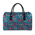 Christmas Holiday Elements Pattern Print Leather Duffel Bag