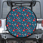 Christmas Holiday Elements Pattern Print Leather Spare Tire Cover