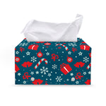 Christmas Holiday Elements Pattern Print Leather Tissue Box Cover