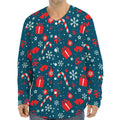 Christmas Holiday Elements Pattern Print Long Sleeve Baseball Jersey