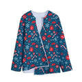 Christmas Holiday Elements Pattern Print Long Sleeve Short Coat