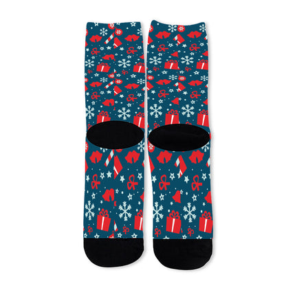 Christmas Holiday Elements Pattern Print Long Socks