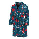 Christmas Holiday Elements Pattern Print Men's Bathrobe