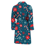 Christmas Holiday Elements Pattern Print Men's Bathrobe