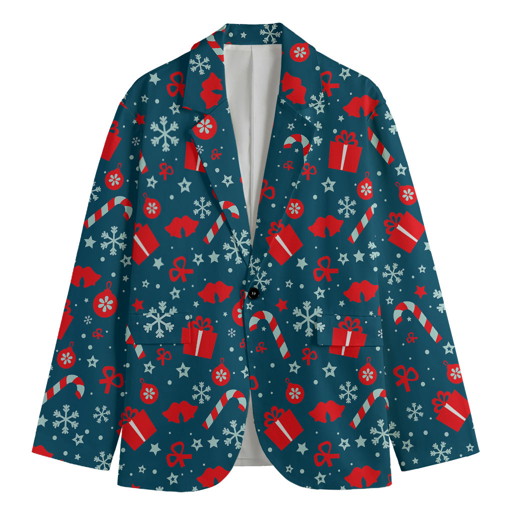 Christmas Holiday Elements Pattern Print Men's Blazer