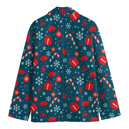 Christmas Holiday Elements Pattern Print Men's Blazer
