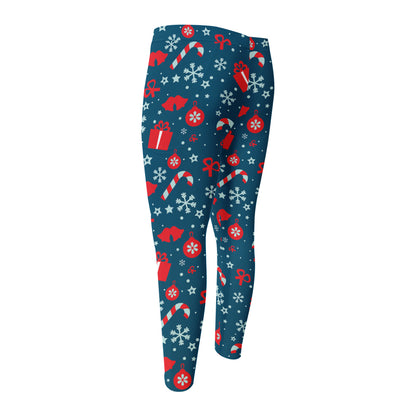 Christmas Holiday Elements Pattern Print Men's Compression Pants