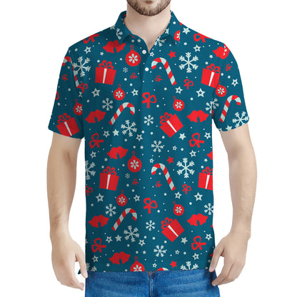Christmas Holiday Elements Pattern Print Men's Polo Shirt