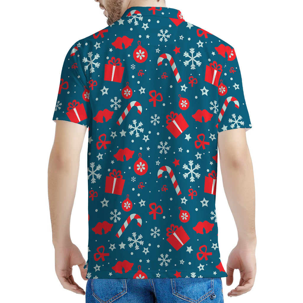 Christmas Holiday Elements Pattern Print Men's Polo Shirt