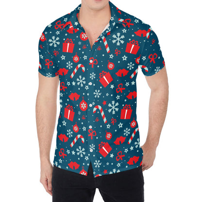 Christmas Holiday Elements Pattern Print Men's Shirt
