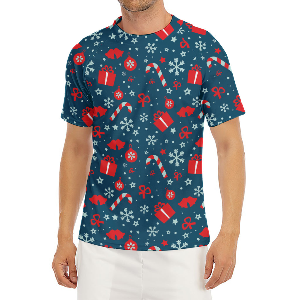 Christmas Holiday Elements Pattern Print Men's Short Sleeve Rash Guard
