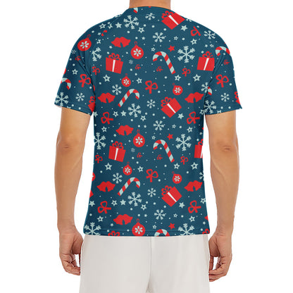 Christmas Holiday Elements Pattern Print Men's Short Sleeve Rash Guard