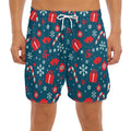 Christmas Holiday Elements Pattern Print Men's Split Running Shorts