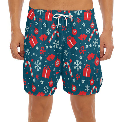 Christmas Holiday Elements Pattern Print Men's Split Running Shorts