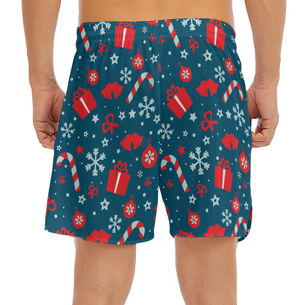 Christmas Holiday Elements Pattern Print Men's Split Running Shorts