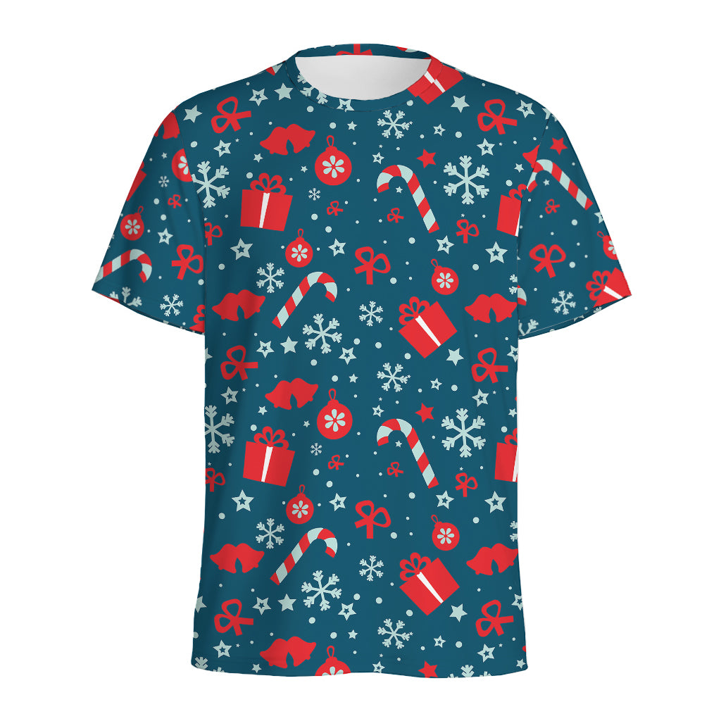Christmas Holiday Elements Pattern Print Men's Sports T-Shirt