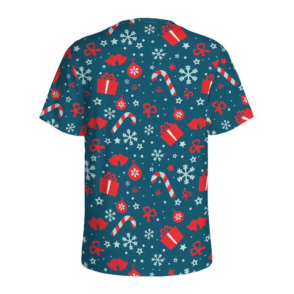 Christmas Holiday Elements Pattern Print Men's Sports T-Shirt