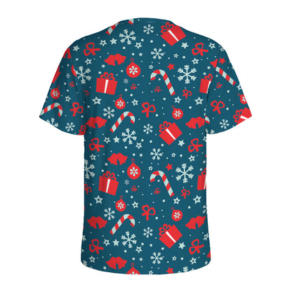 Christmas Holiday Elements Pattern Print Men's Sports T-Shirt