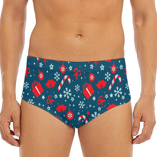Christmas Holiday Elements Pattern Print Men's Triangle Swim Briefs