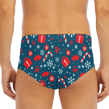 Christmas Holiday Elements Pattern Print Men's Triangle Swim Briefs