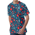 Christmas Holiday Elements Pattern Print Men's Velvet T-Shirt