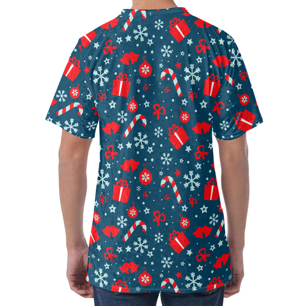 Christmas Holiday Elements Pattern Print Men's Velvet T-Shirt