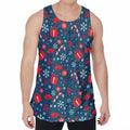 Christmas Holiday Elements Pattern Print Men's Velvet Tank Top