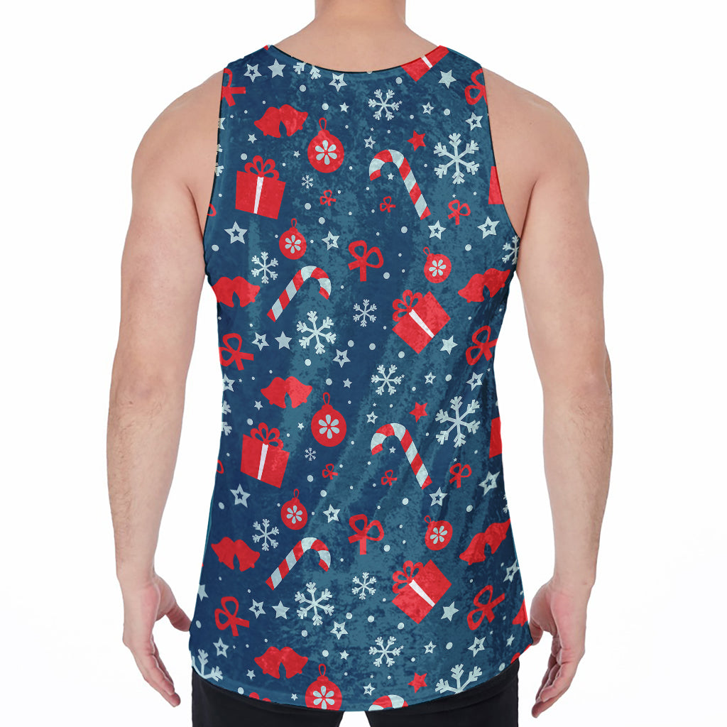 Christmas Holiday Elements Pattern Print Men's Velvet Tank Top