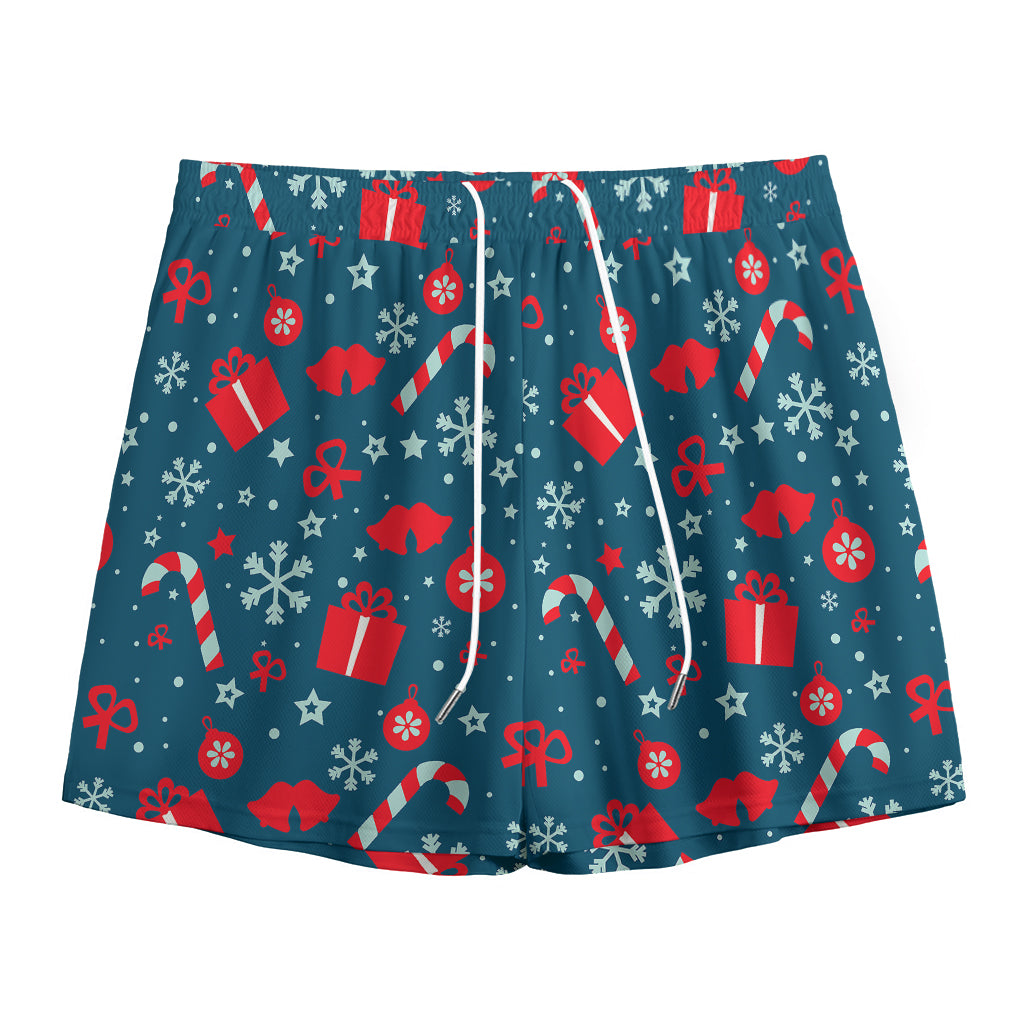 Christmas Holiday Elements Pattern Print Mesh Shorts