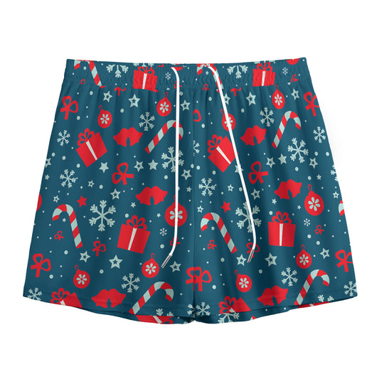 Christmas Holiday Elements Pattern Print Mesh Shorts