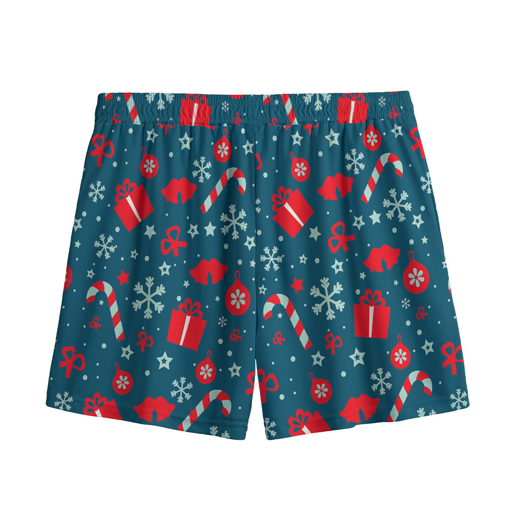 Christmas Holiday Elements Pattern Print Mesh Shorts