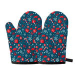Christmas Holiday Elements Pattern Print Oven Mitts