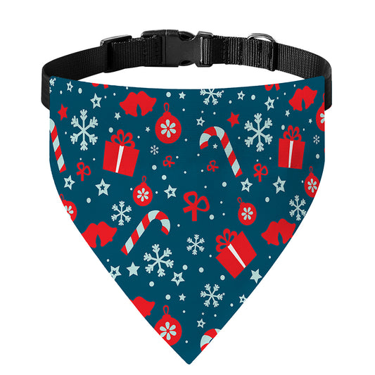Christmas Holiday Elements Pattern Print Over The Collar Dog Bandana