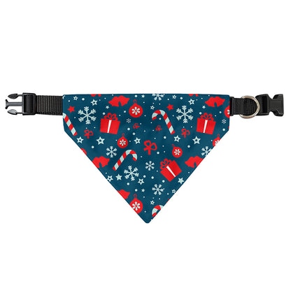 Christmas Holiday Elements Pattern Print Over The Collar Dog Bandana