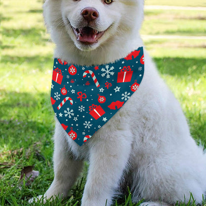 Christmas Holiday Elements Pattern Print Over The Collar Dog Bandana