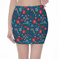 Christmas Holiday Elements Pattern Print Pencil Mini Skirt