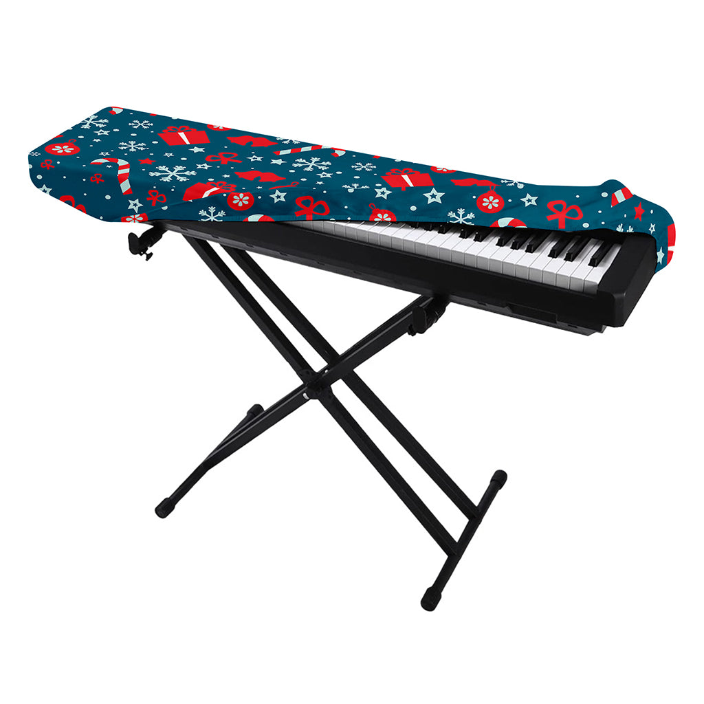 Christmas Holiday Elements Pattern Print Piano Keyboard Cover