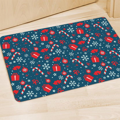 Christmas Holiday Elements Pattern Print Polyester Doormat