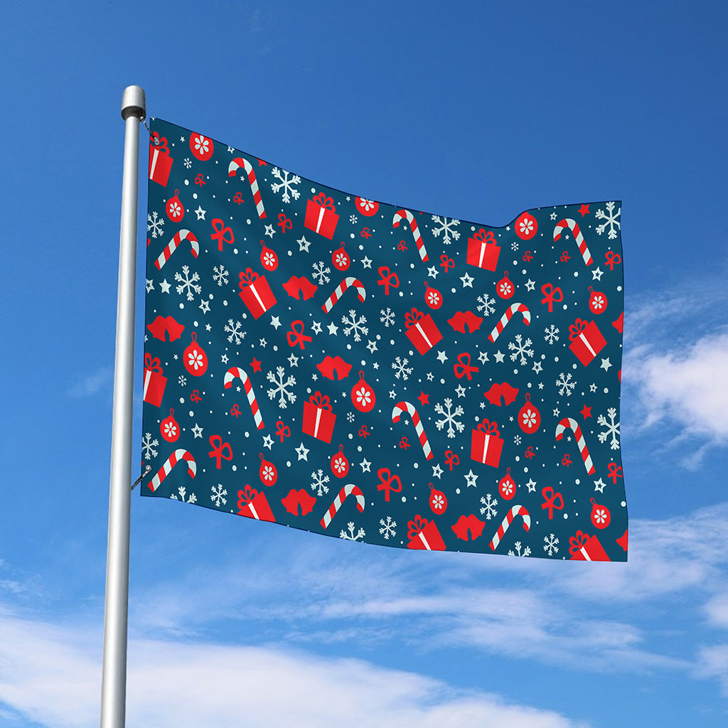Christmas Holiday Elements Pattern Print Polyester Flag