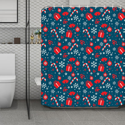 Christmas Holiday Elements Pattern Print Polyester Shower Curtain