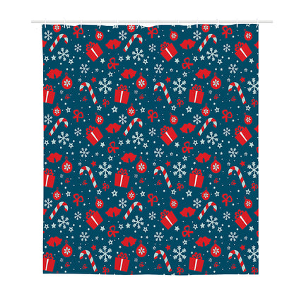 Christmas Holiday Elements Pattern Print Polyester Shower Curtain