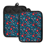 Christmas Holiday Elements Pattern Print Pot Holders With Pocket