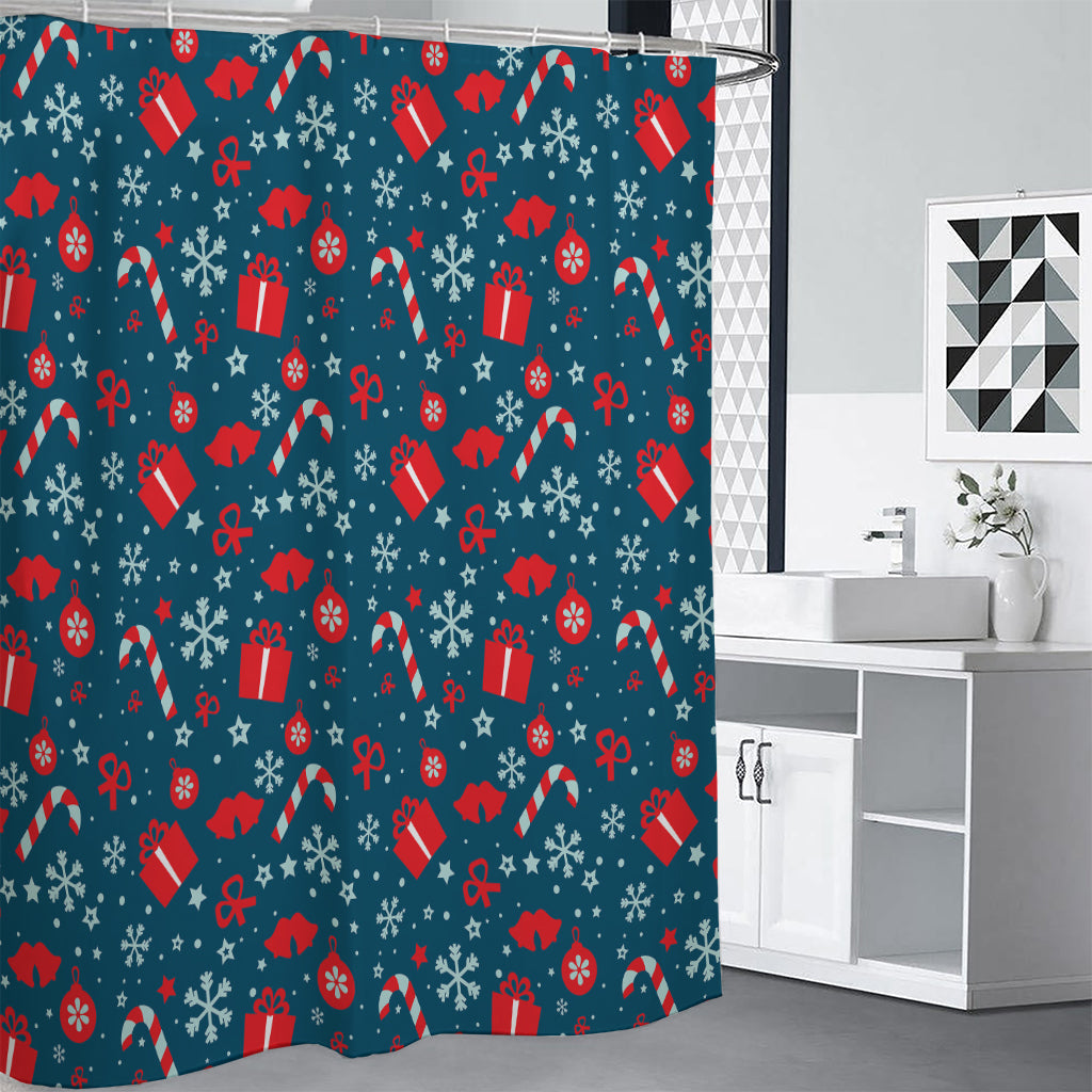 Christmas Holiday Elements Pattern Print Premium Shower Curtain
