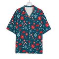Christmas Holiday Elements Pattern Print Rayon Hawaiian Shirt